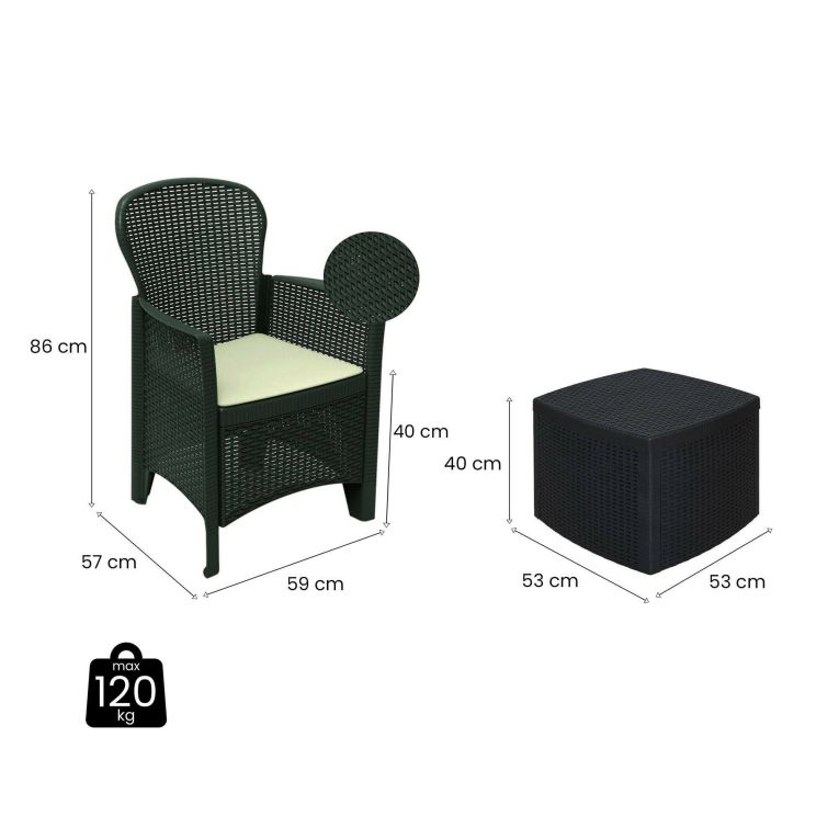 Set salotto giardino 4 posti e 1 tavolo effetto rattan antracite - Sulzano