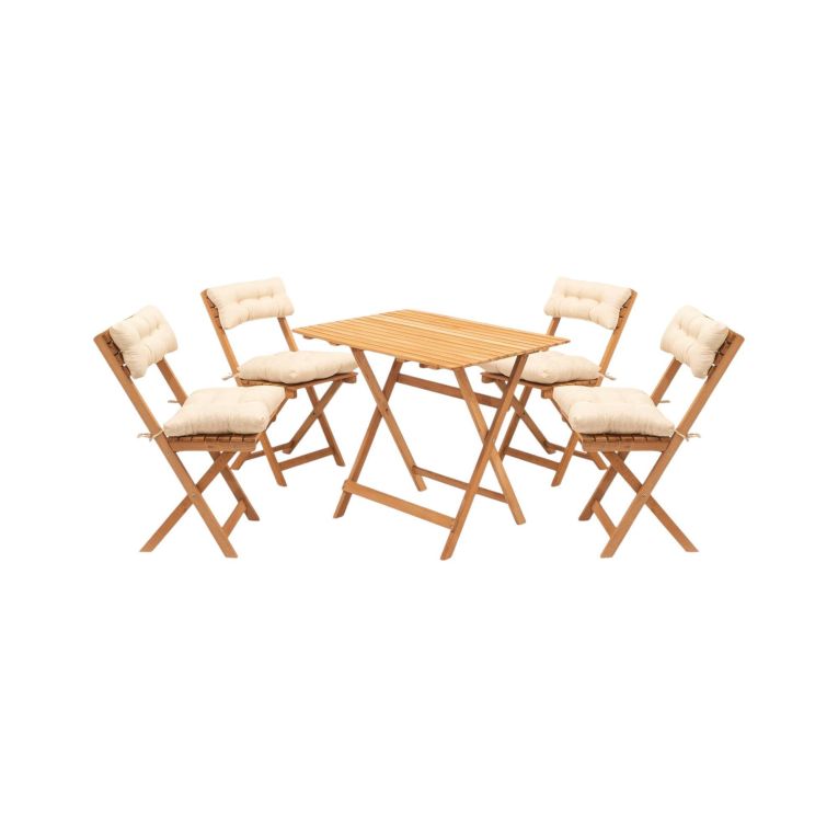 Set salotto giardino 4 sedie pieghevoli crema - Fanano