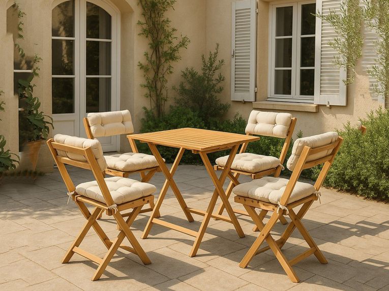 Set salotto giardino 4 sedie pieghevoli crema - Fanano