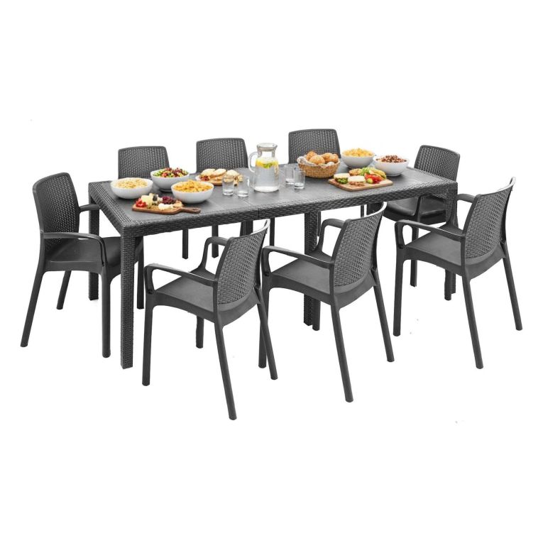 Set salotto giardino 8 posti e 1 tavolo allungabile antracite - Arret
