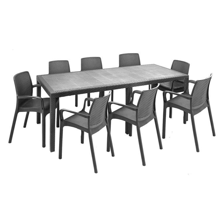 Set salotto giardino 8 posti e 1 tavolo allungabile antracite - Arret