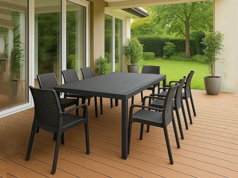 Set salotto giardino 8 posti e 1 tavolo allungabile antracite - Arret