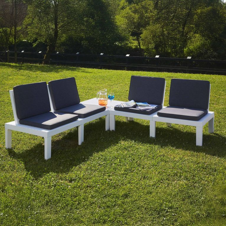 Set salotto giardino angolare bianco - Ermes