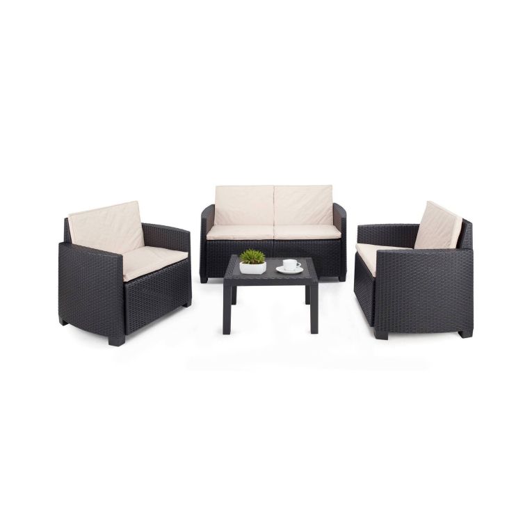 Set salotto giardino impermeabile effetto rattan antracite - Arabesk