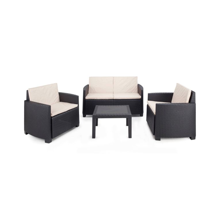 Set salotto giardino impermeabile effetto rattan antracite - Arabesk
