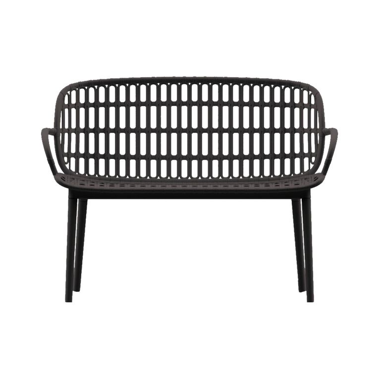 Set salotto giardino minimal 2 poltrone e 1 panchina antracite - Jurij