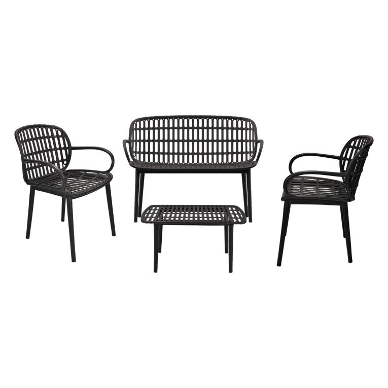 Set salotto giardino minimal 2 poltrone e 1 panchina antracite - Jurij