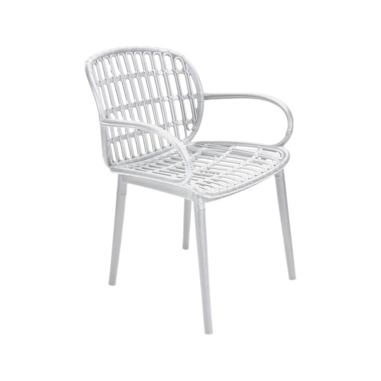 Set salotto giardino minimal 2 poltrone e 1 panchina bianco - Jurij