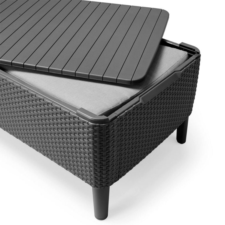 Set salotto giardino poltrone e divano con tavolino contenitore antracite - Whitby