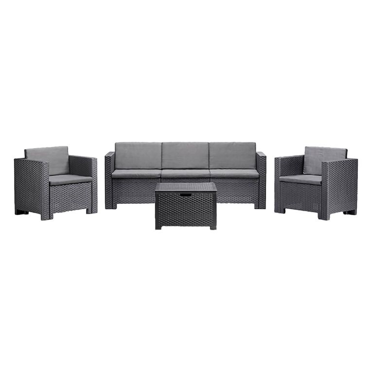 Set salotto giardino poltrone e divano effetto rattan antracite - Cameri