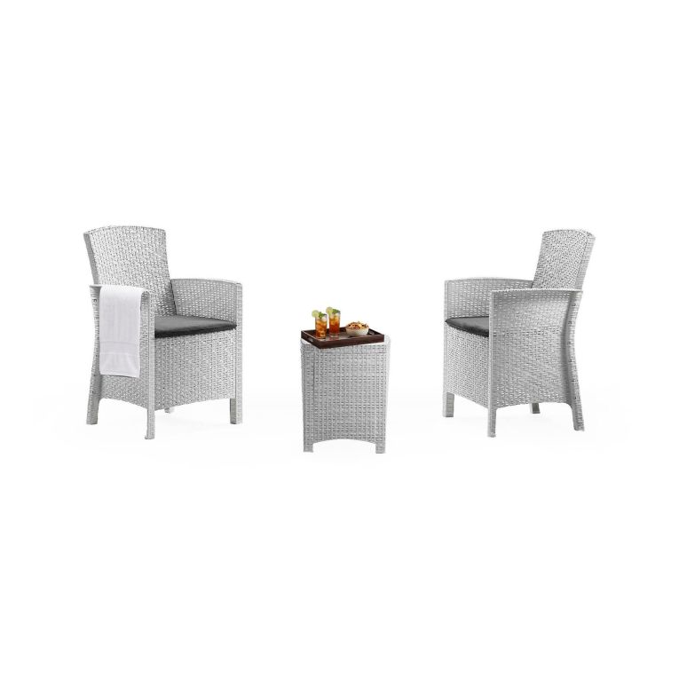 Set salotto giardino poltrone effetto rattan bianco - Armin