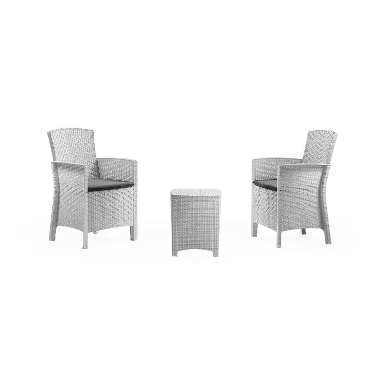 Set salotto giardino poltrone effetto rattan bianco - Armin