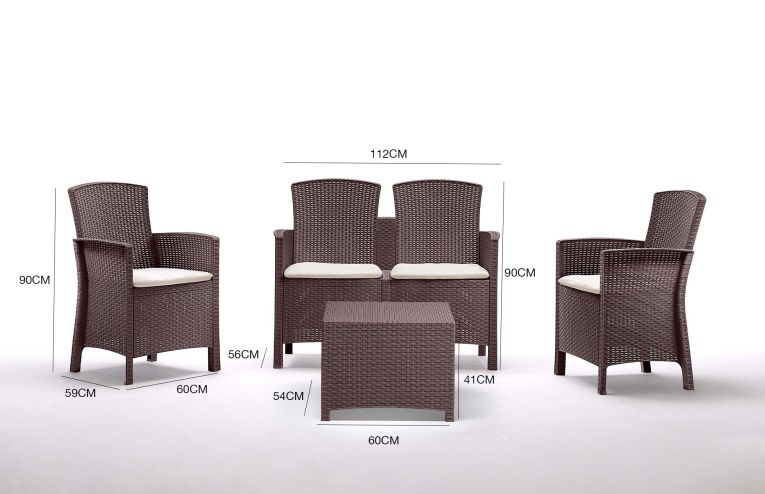 Set salotto giardino poltrone effetto rattan marrone - Asiak