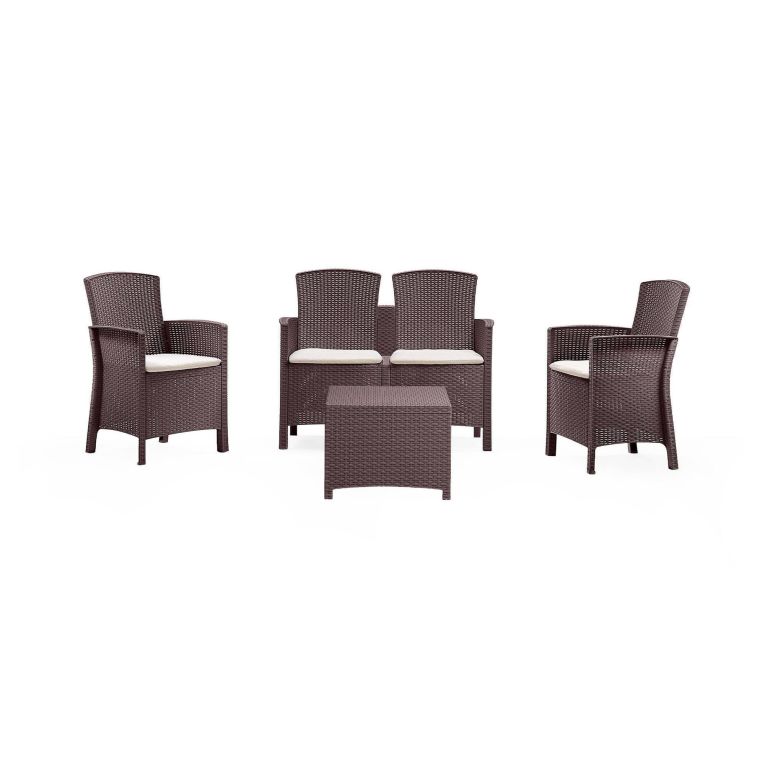 Set salotto giardino poltrone effetto rattan marrone - Asiak