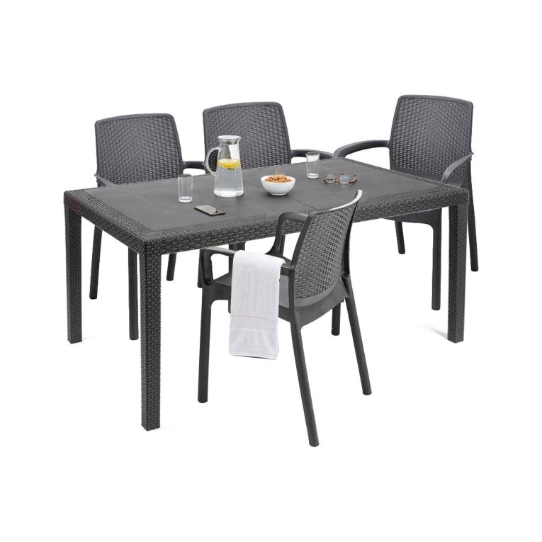 Set salotto giardino sedie effetto rattan antracite - Sover