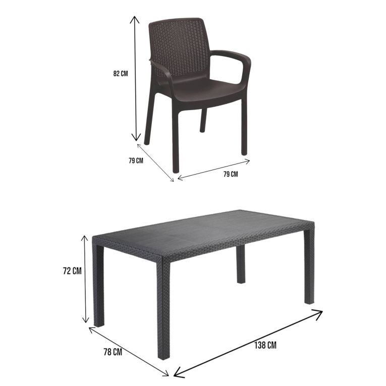 Set salotto giardino sedie effetto rattan antracite - Sover