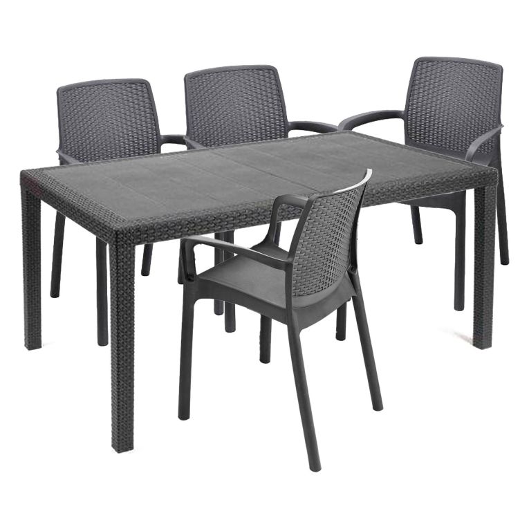 Set salotto giardino sedie effetto rattan antracite - Sover