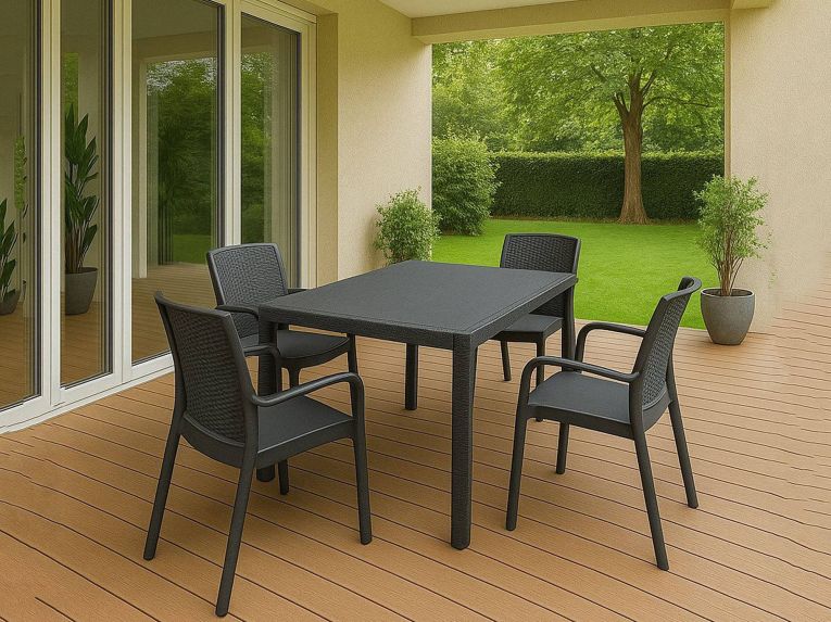 Set salotto giardino sedie effetto rattan antracite - Sover