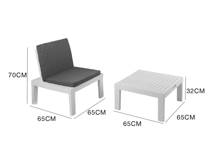 Set salotto piscina poltrone effetto doghe bianco - Aixela