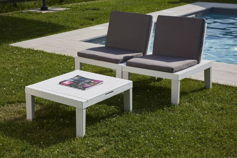 Set salotto piscina poltrone effetto doghe bianco - Aixela