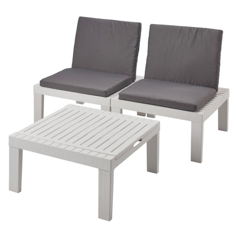 Set salotto piscina poltrone effetto doghe bianco - Aixela