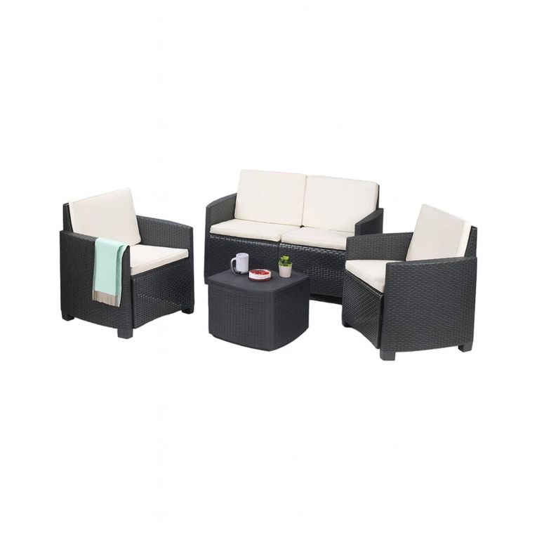 Set salotto terrazza con tavolino contenitore antracite - Bacco
