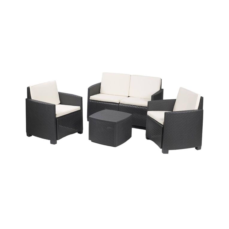 Set salotto terrazza con tavolino contenitore antracite - Bacco