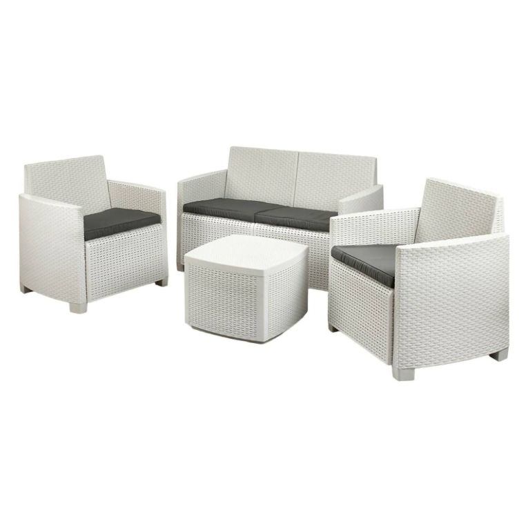 Set salotto terrazza con tavolino contenitore bianco - Bacco