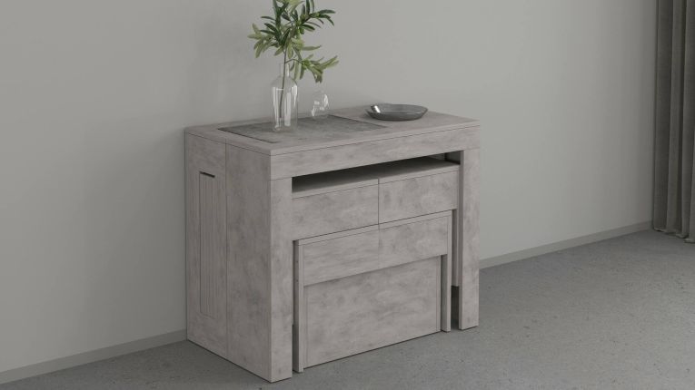 Set tavolo cucina estensibile e 2 panche estensibili grigio 12 posti - Auditore