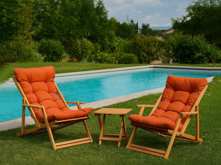 Set Tavolo e Sedie Arancione 2 Posti Dimensione Tavolo 40x40h40 cm, Dimensione Seduta 66x48h110 cm - Biagio