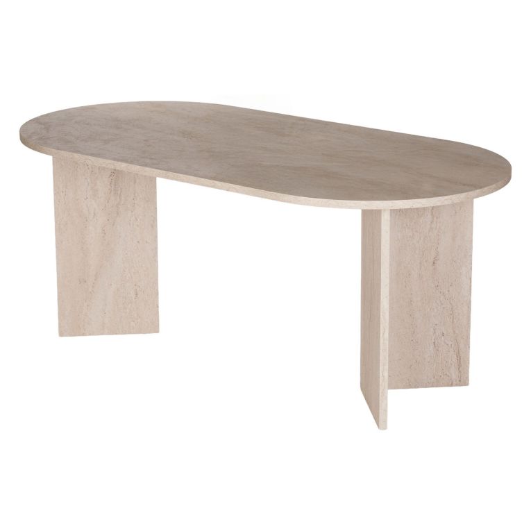 Set Tavolo e Sedie Beige Marmo Bianco 6 Posti Sedie Effetto Bouclè, Dimensione Seduta 54x54h76 cm - Nohanoso
