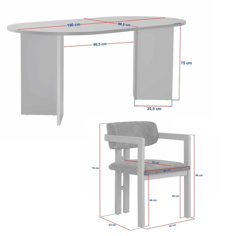 Set Tavolo e Sedie Beige Marmo Bianco 6 Posti Sedie Effetto Bouclè, Dimensione Seduta 54x54h76 cm - Noharoha