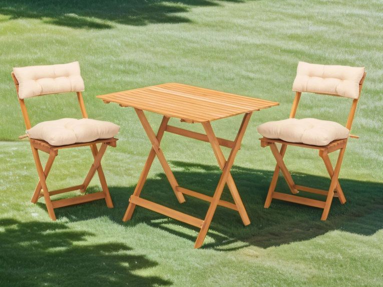 Set Tavolo e Sedie Bianco Crema 2 Posti Dimensione Seduta 40x30h81 cm, Dimensione Tavolo 80x60h72 cm - Nazzano