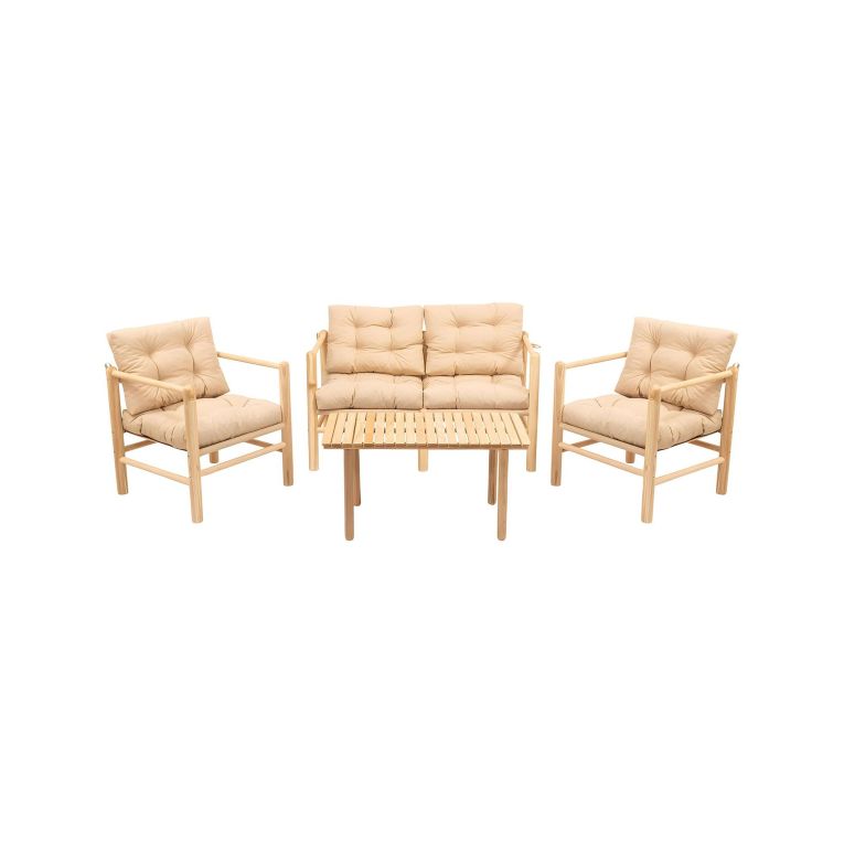 Set Tavolo e Sedie Bianco Crema 4 Posti Dimensione Seduta 110x51h86 cm, Dimensione Tavolo 135x75h74 cm - Frigento