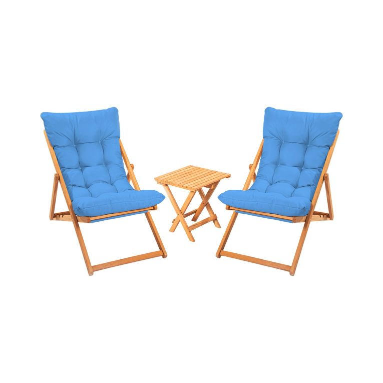 Set Tavolo e Sedie blu 2 Posti Dimensione Tavolo 40x40h40 cm, Dimensione Seduta 59x44h90 cm - Leni