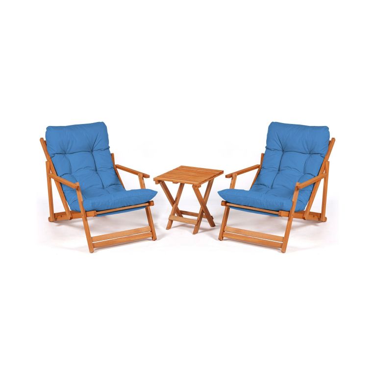 Set Tavolo e Sedie blu 2 Posti Dimensione Tavolo 40x40h40 cm, Dimensione Seduta 66x48h111 cm - Biagio