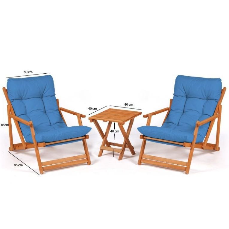 Set Tavolo e Sedie blu 2 Posti Dimensione Tavolo 40x40h40 cm, Dimensione Seduta 66x48h111 cm - Biagio