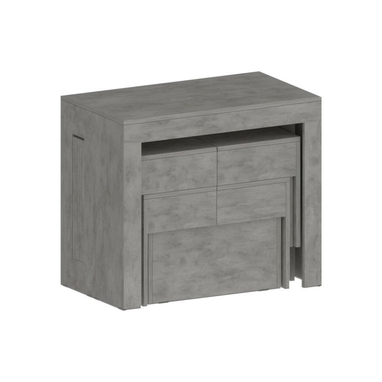 Set tavolo e sedie Eric, Composizione multiuso, Set con consolle e 2 panche allungabili, 100% Made in Italy, 66x25h45 cm, Grigio