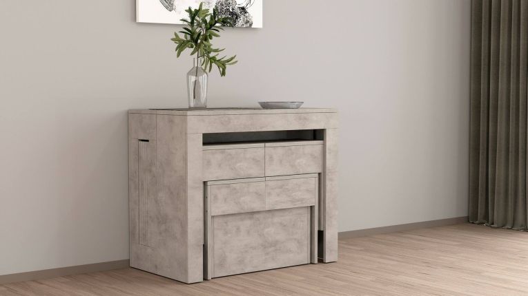 Set tavolo e sedie Eric, Composizione multiuso, Set con consolle e 2 panche allungabili, 100% Made in Italy, 66x25h45 cm, Grigio
