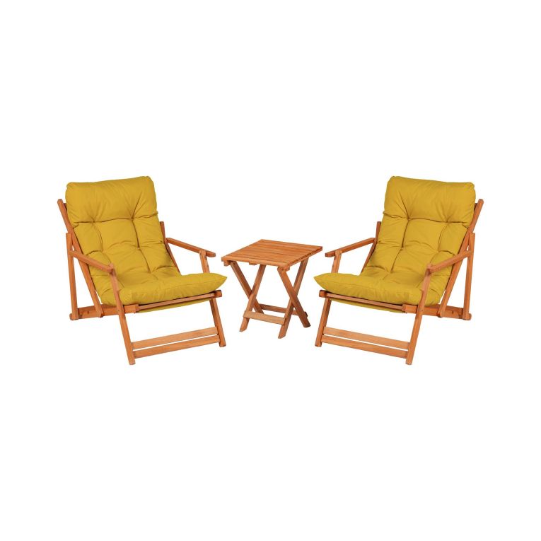 Set Tavolo e Sedie Giallo 2 Posti Dimensione Tavolo 40x40h40 cm, Dimensione Seduta 66x48h112 cm - Biagio