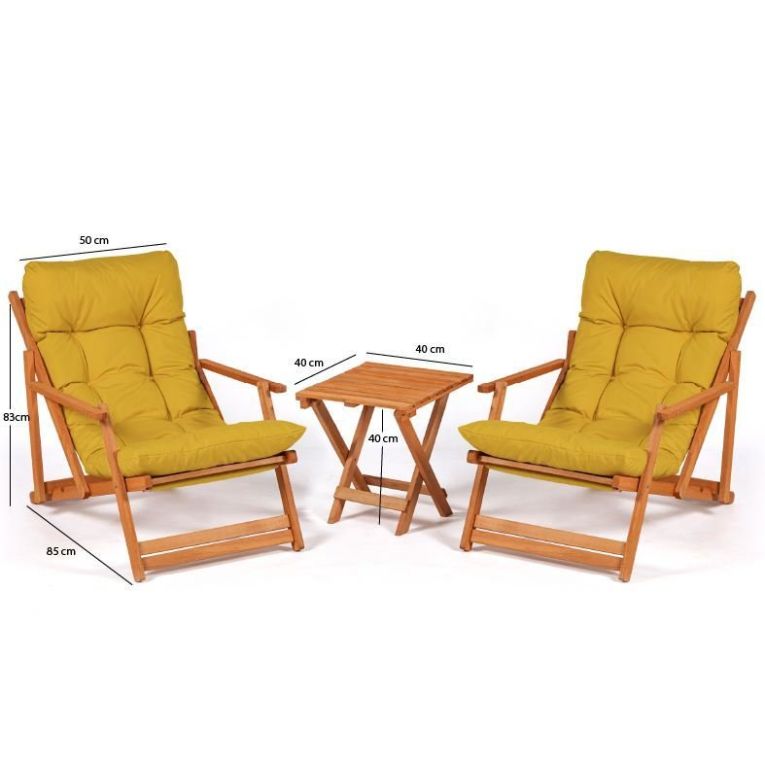 Set Tavolo e Sedie Giallo 2 Posti Dimensione Tavolo 40x40h40 cm, Dimensione Seduta 66x48h112 cm - Biagio