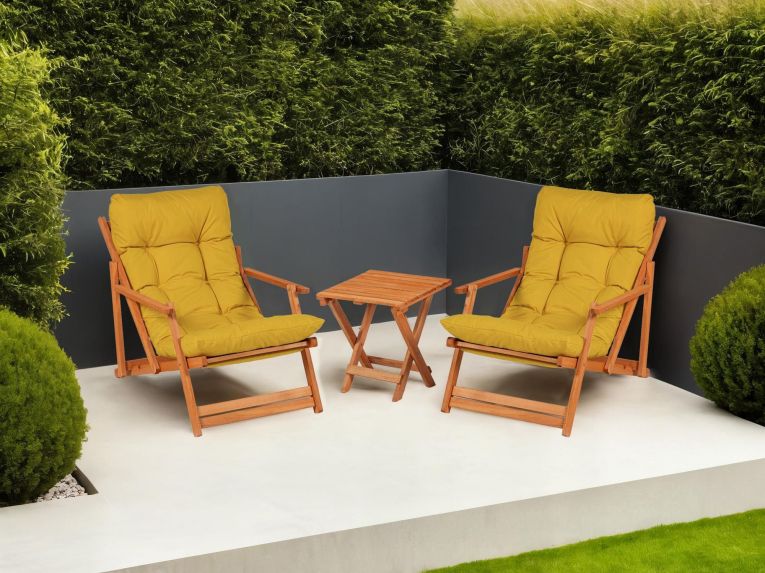 Set Tavolo e Sedie Giallo 2 Posti Dimensione Tavolo 40x40h40 cm, Dimensione Seduta 66x48h112 cm - Biagio