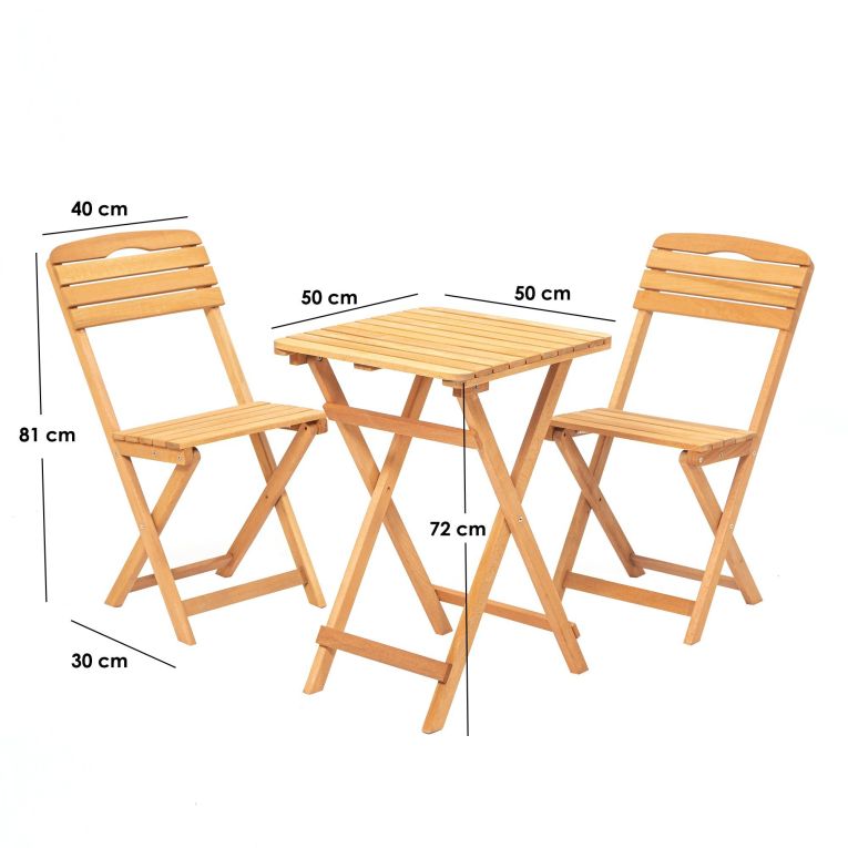 Set Tavolo e Sedie Marrone 2 Posti Dimensione Tavolo 50x50h72 cm, Dimensione Seduta 40x30h81 cm - Isso