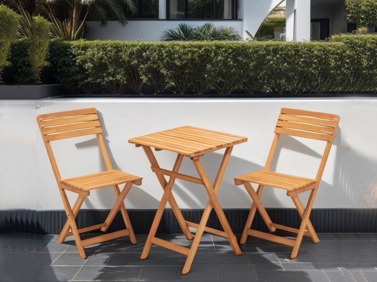 Set Tavolo e Sedie Marrone 2 Posti Dimensione Tavolo 50x50h72 cm, Dimensione Seduta 40x30h81 cm - Isso
