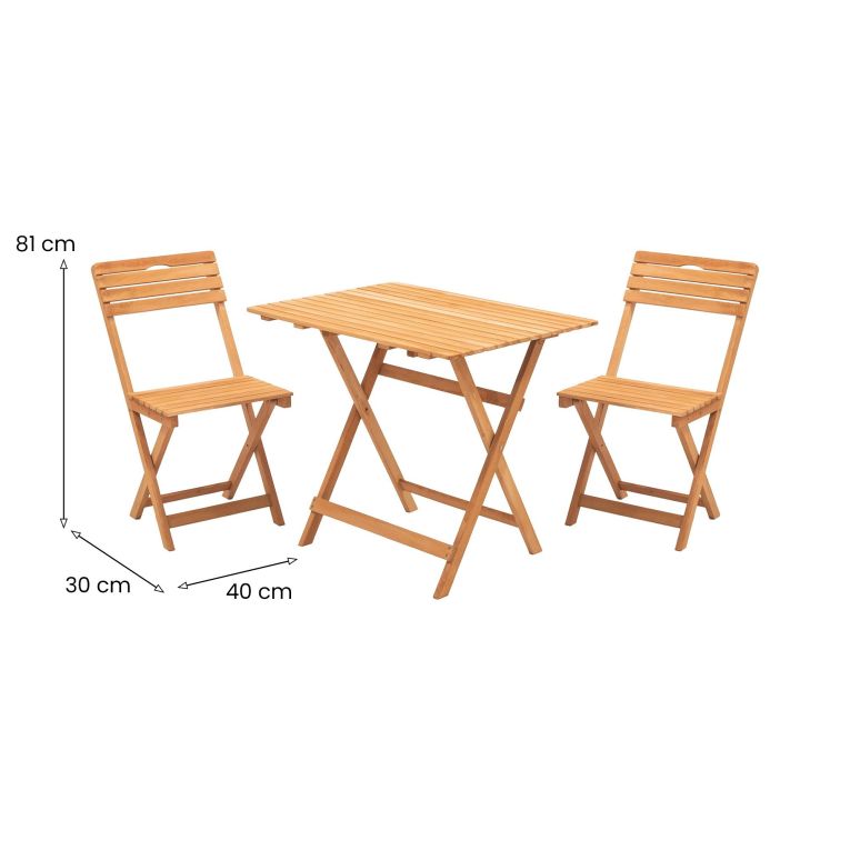 Set Tavolo e Sedie Marrone 2 Posti Dimensione Tavolo 80x60h72 cm, Dimensione Seduta 40x30h81 cm - Nazzano