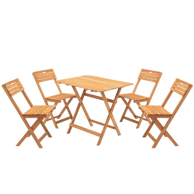 Set Tavolo e Sedie Marrone 4 Posti Dimensione Tavolo 80x60h72 cm, Dimensione Seduta 40x30h81 cm - Fanano