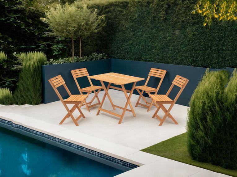 Set Tavolo e Sedie Marrone 4 Posti Dimensione Tavolo 80x60h72 cm, Dimensione Seduta 40x30h81 cm - Fanano