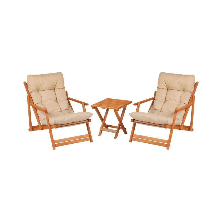 Set Tavolo e Sedie Marrone Bianco Crema 2 Posti Dimensione Seduta 66x48h114 cm, Dimensione Tavolo 40x40h40 cm - Biagio
