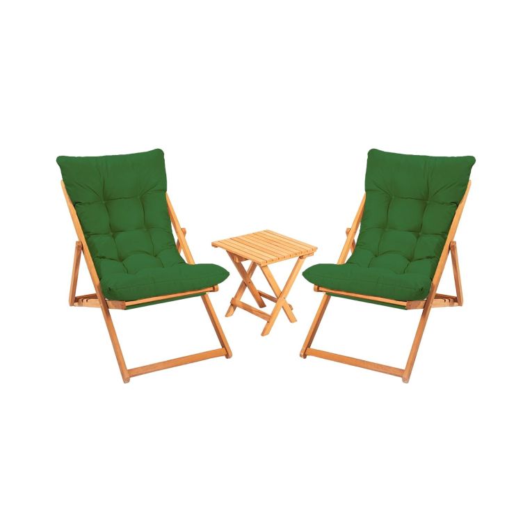 Set Tavolo e Sedie Verde 2 Posti Dimensione Tavolo 40x40h40 cm, Dimensione Seduta 59x44h90 cm - Leni