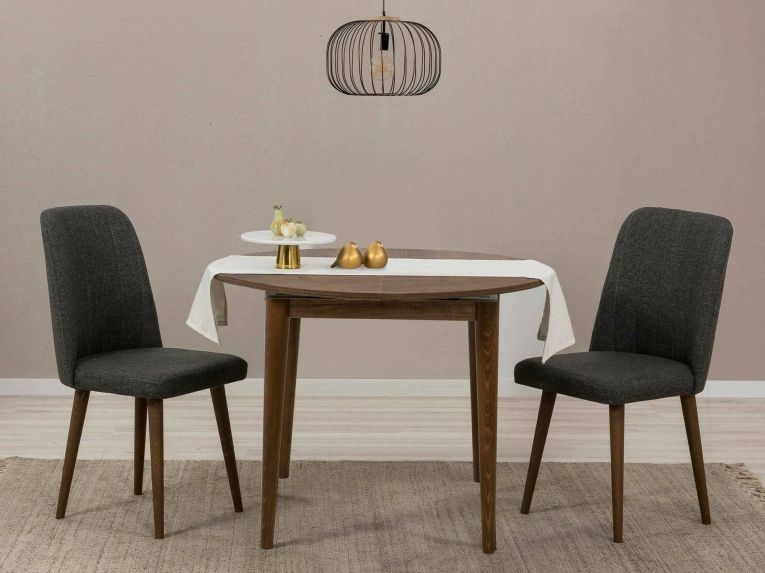 Set tavolo rotondo allungabile e 2 sedie imbottite - Bee